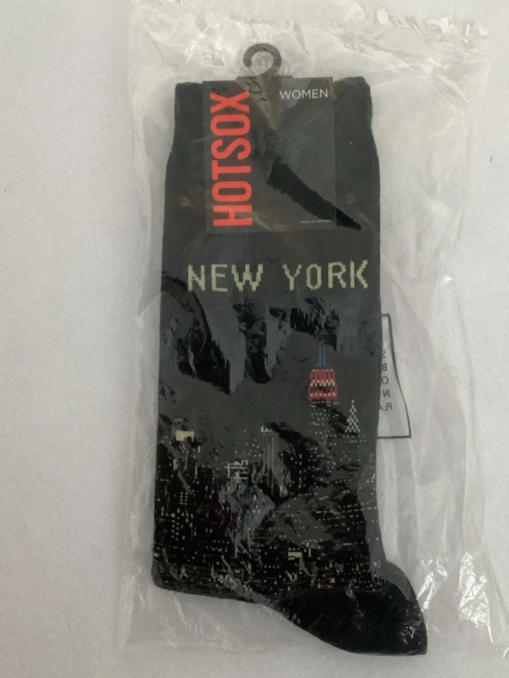 Hot Sox New York Black Crew Socks with NY City Skyline